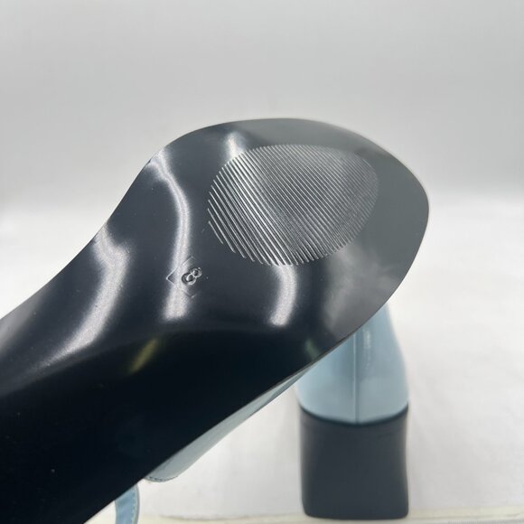 FSJ Blue Ankle Strap D'Orsay Pumps Retro Square Toe Chunky Heels Dress Sandals - Picture 5 of 7